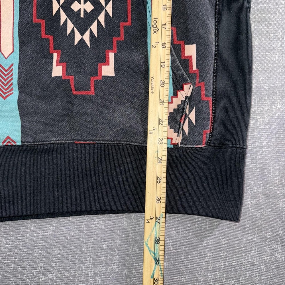 Champion Reverse Weave Hoodie Mens Medium Black Aztec Geometric Fleece Pullover - Picture 4 of 10